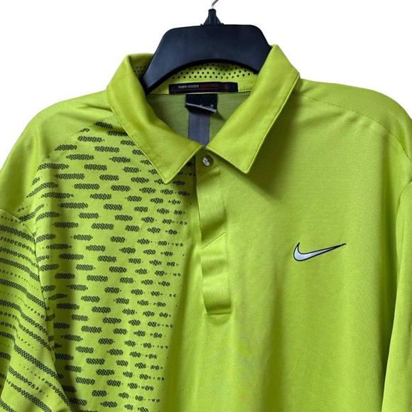 Tiger Woods Nike Golf Dri-Fit Mens Lime Green Polo Shirt Size Medium READ - Picture 3 of 13